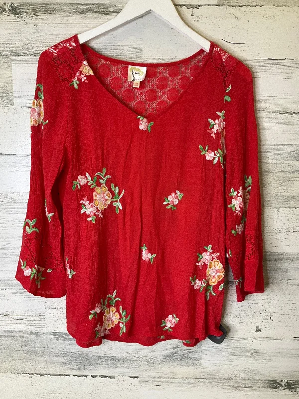 Coral Top 3/4 Sleeve Figuero & Flower, Size M Confident Men's High