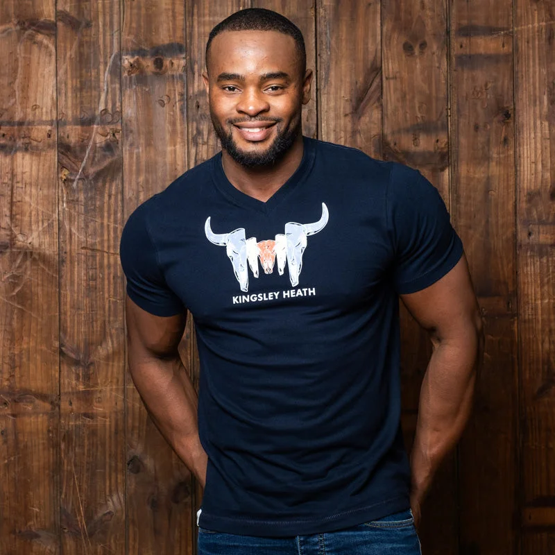 Stacked Skull  V-Neck Tee Midnight Classic Men's Pin