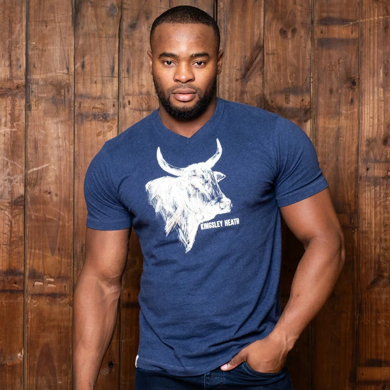 Sketchy Chalk Bull V-Neck Tee Monarch Sophisticated Men's 