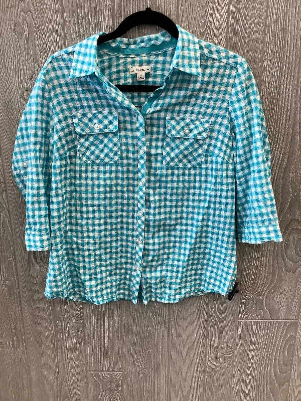 Blue Top 3/4 Sleeve Croft And Barrow, Size S Relaxed Men's Beach