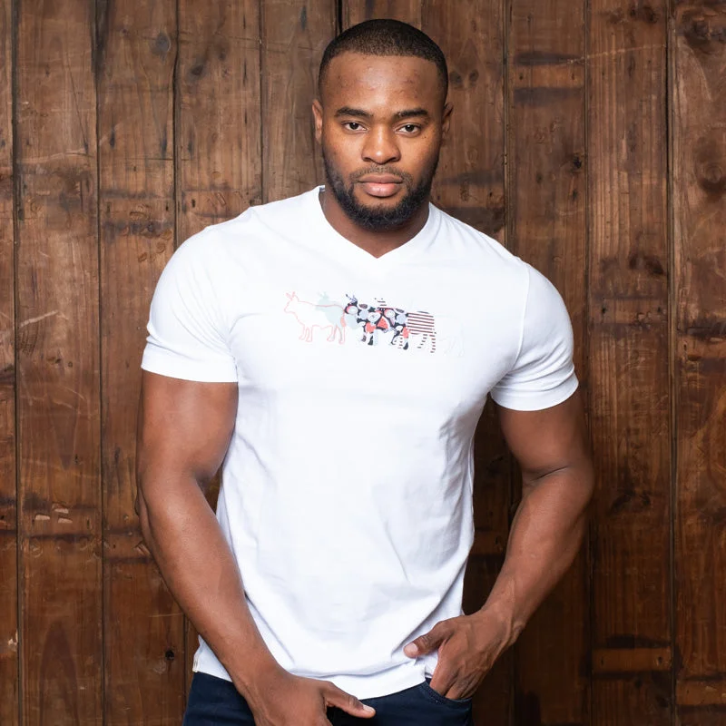 Staggered Ngunis V-Neck Crew Tee Pelican Earthy Men's Hemp
