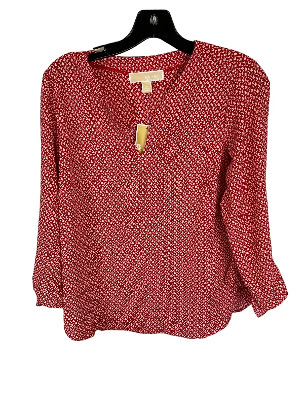 Red Top Long Sleeve Michael By Michael Kors, Size S Traditional Men's Wool