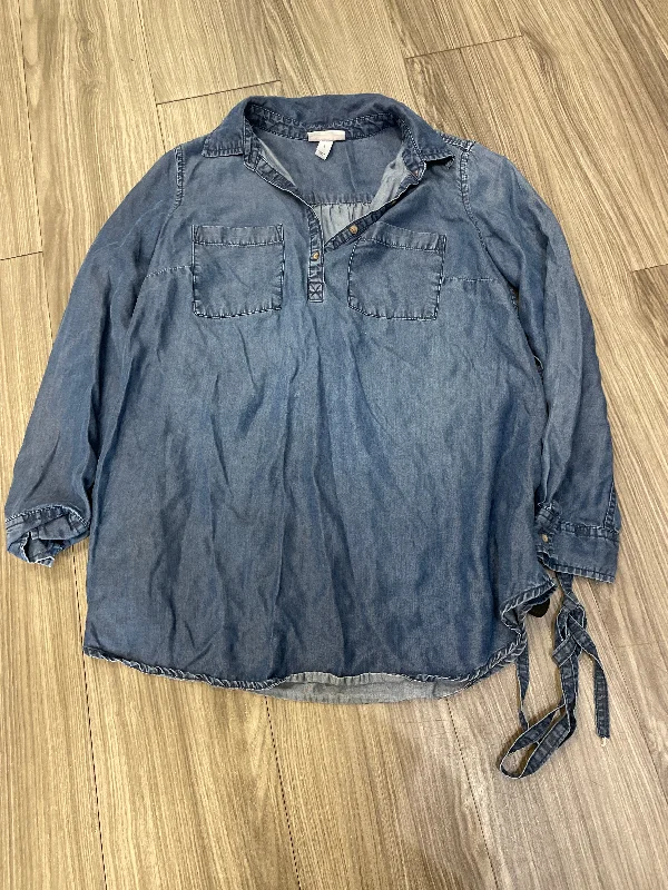 Blue Top Long Sleeve Liz Lange Maternity, Size S Youthful Men's Pop