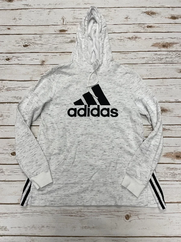 Athletic Sweatshirt Hoodie By Adidas In Grey, Size: M Casual Men's Loose