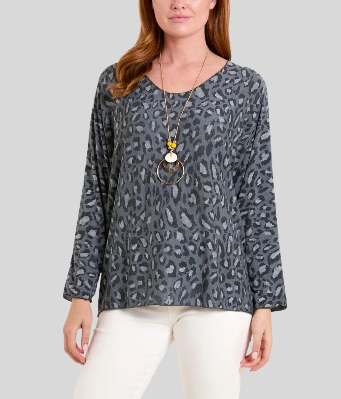Charcoal Fine Knit Leopard Necklace Top Earthy Men's Sustainable 