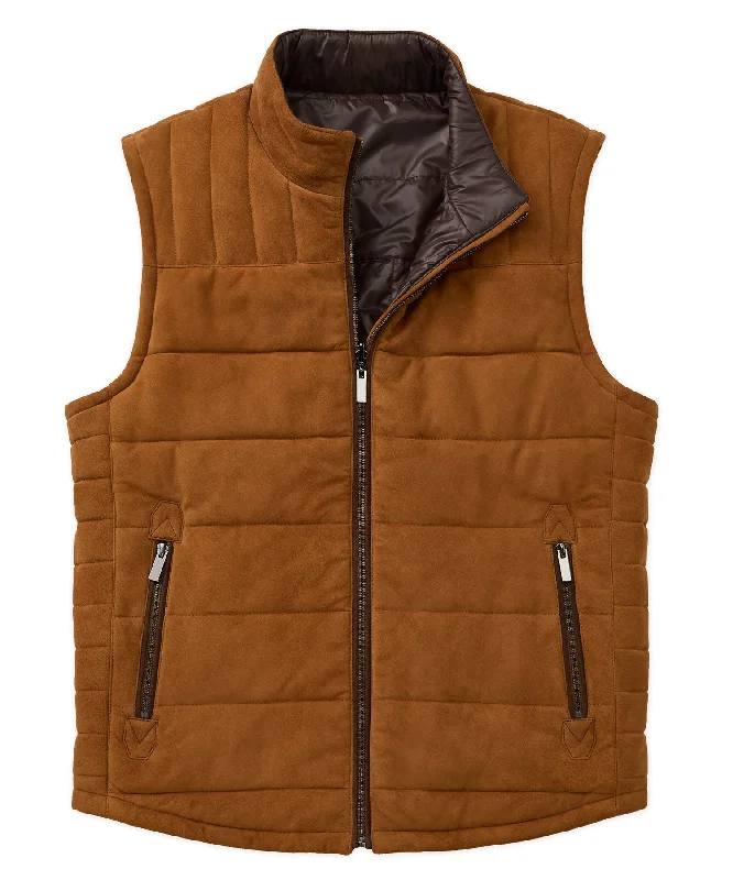 Goat Suede Channel-Quilted Vest Tailored