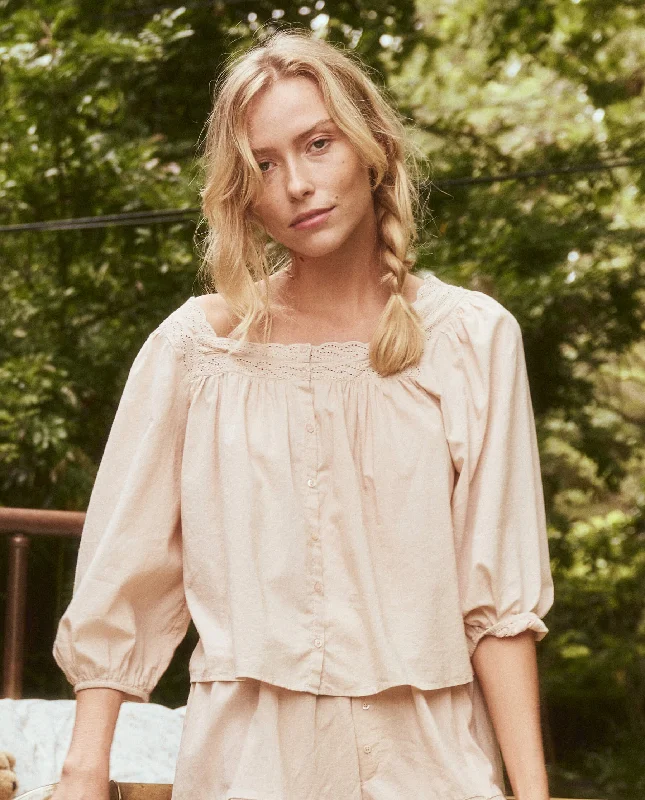 The Eyelet Button Sleep Top. -- Soft Rosette Laid