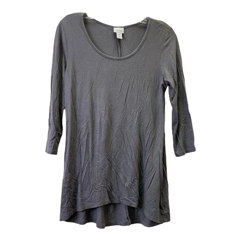Grey Top 3/4 Sleeve Basic By Kenar, Size: S Trendy Men's Oversized