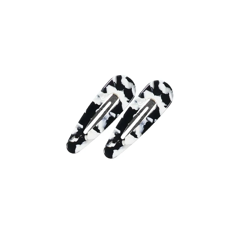 Knot Hairbands Marbleized Clip Set // Black Edgy Men's Punk