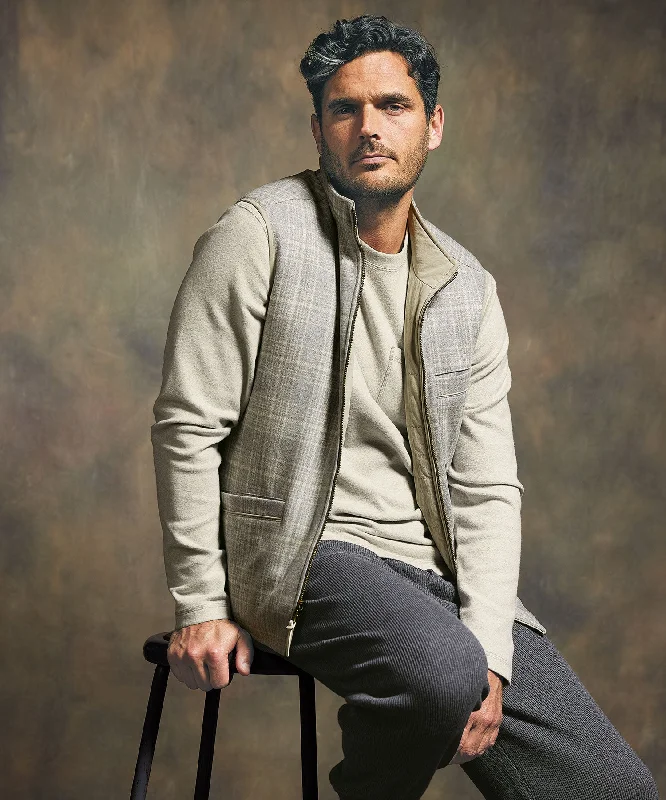 Plaid Reversible Full-Zip Quilted Vest Sporty Men's Tennis