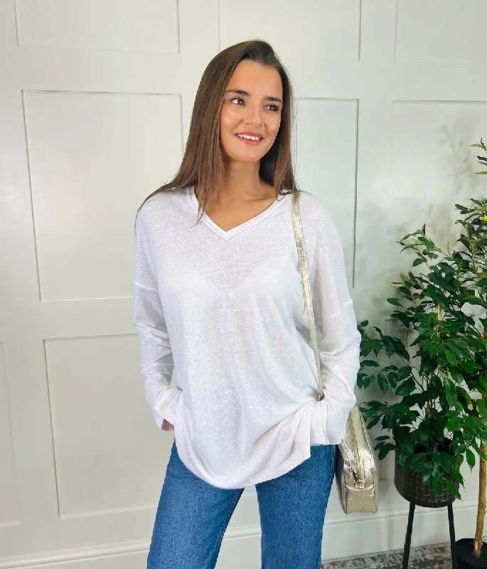 White Linen Rich Raw Hem Top Unique Men's Patch