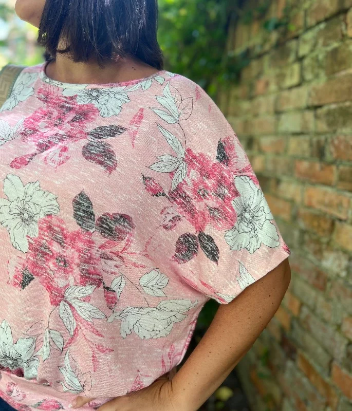 Pink Floral Gabbie Batwing Top Business