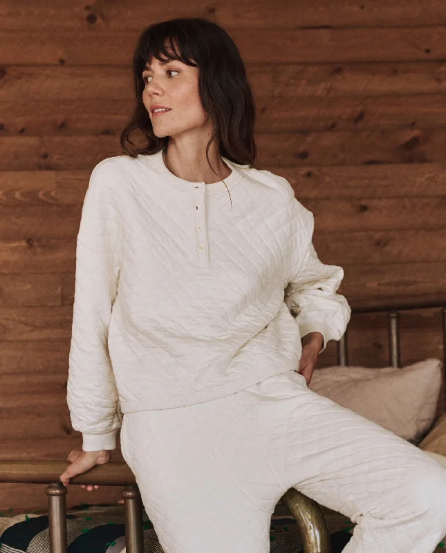The Quilted Henley Sleep Sweatshirt. -- Washed White Relaxed Men's Australian 