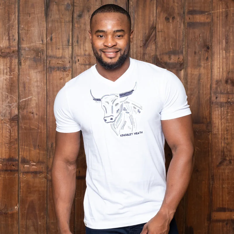Raging Bull V-Neck Tee Pelican Polished Men's Silk