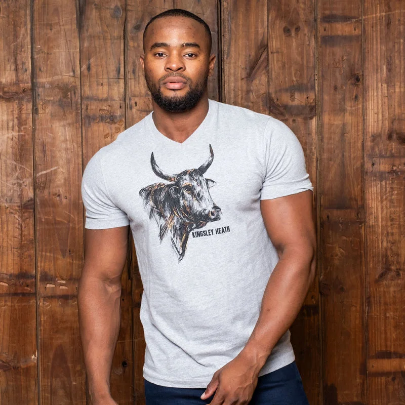 Sketchy Chalk Bull V-Neck Tee Vervet Laid