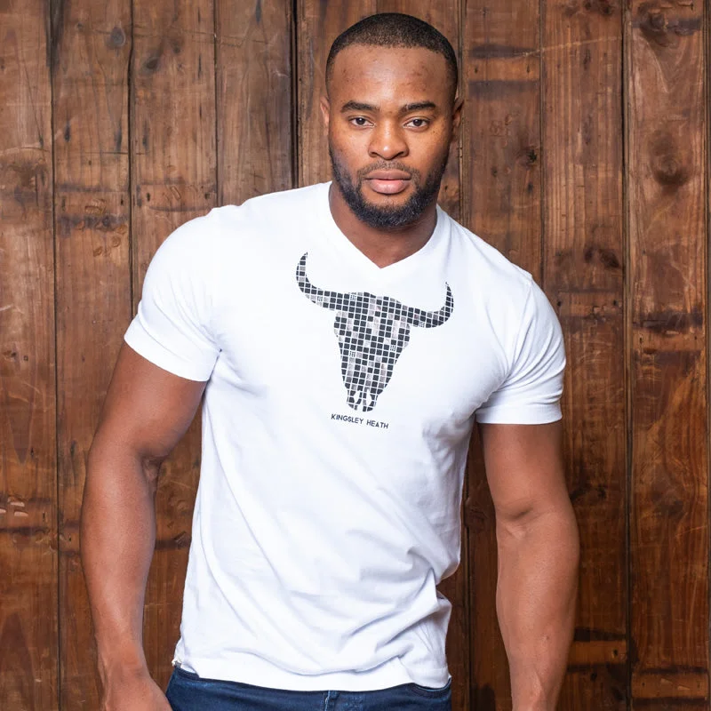 Stud Luxe Skull V-Neck Tee Pelican Unique Men's Patch