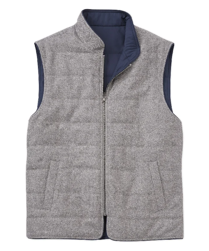 Reversible Quilted Wool Zip-Front Vest Youthful Men's Anime