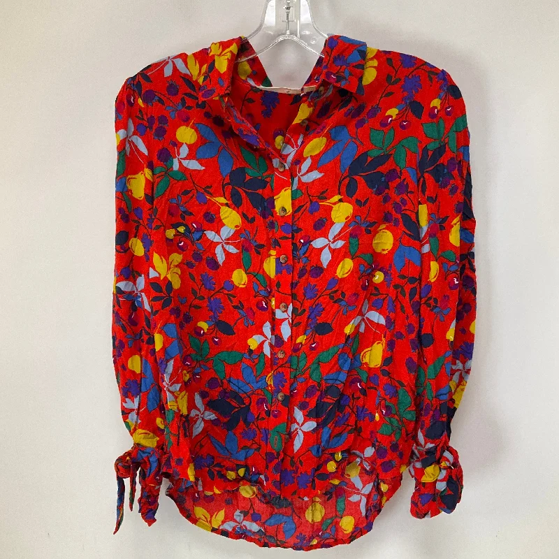 Tropical Print Top Long Sleeve Maeve, Size S Sleek Men's Metallic