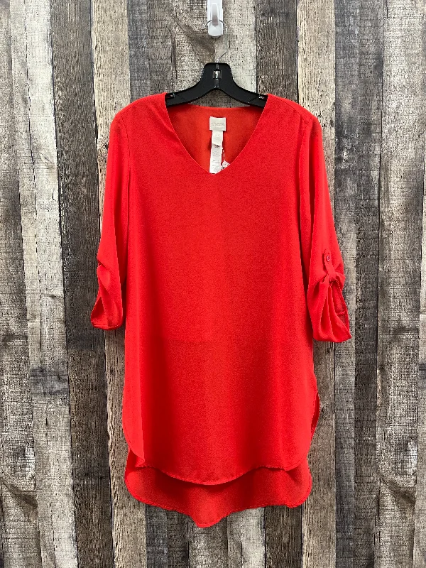 Red Tunic Long Sleeve Chicos, Size Xs Petite Adventure
