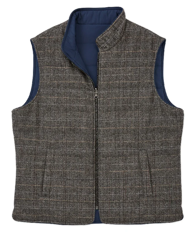 Quilted Wool-Blend Reversible Zip-Front Vest Modern Men's Geometric