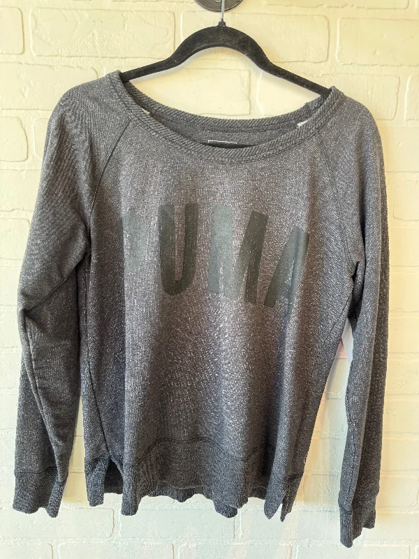 Athletic Sweatshirt Crewneck By Puma In Grey, Size: M Casual Men's Short