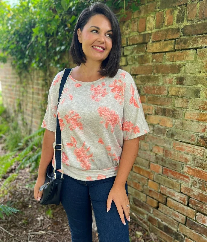 Grey Floral Gabbie Batwing Top Adventure