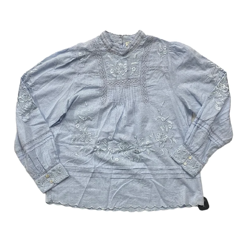 Blue Top Long Sleeve Sundance, Size S Cool Men's Distressed