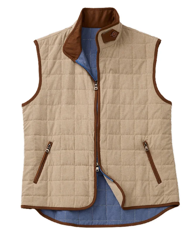 Stretch Heather Box Plaid Vest Cozy Men's Winter